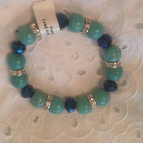 Coachella festival turquoise stretchy bracelet - Picture 2 of 2